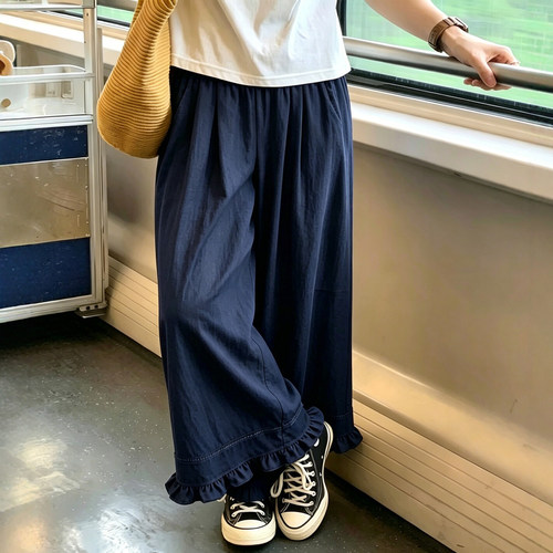 小个子闭眼入！藏青九分裤显腿长