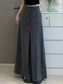 宽松慵懒大裤 腿阔腿裤 裙夏大码 灰色西装 女胖mm梨型身材显瘦休闲裤