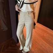裤 大码 子女款 卡其色老钱风西装 2026款 超火微喇叭裤 胖mm显瘦阔腿裤