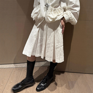 白色半身亚麻百褶裙裤女老钱风中裙大码a字显瘦小个子棉麻短裤裙