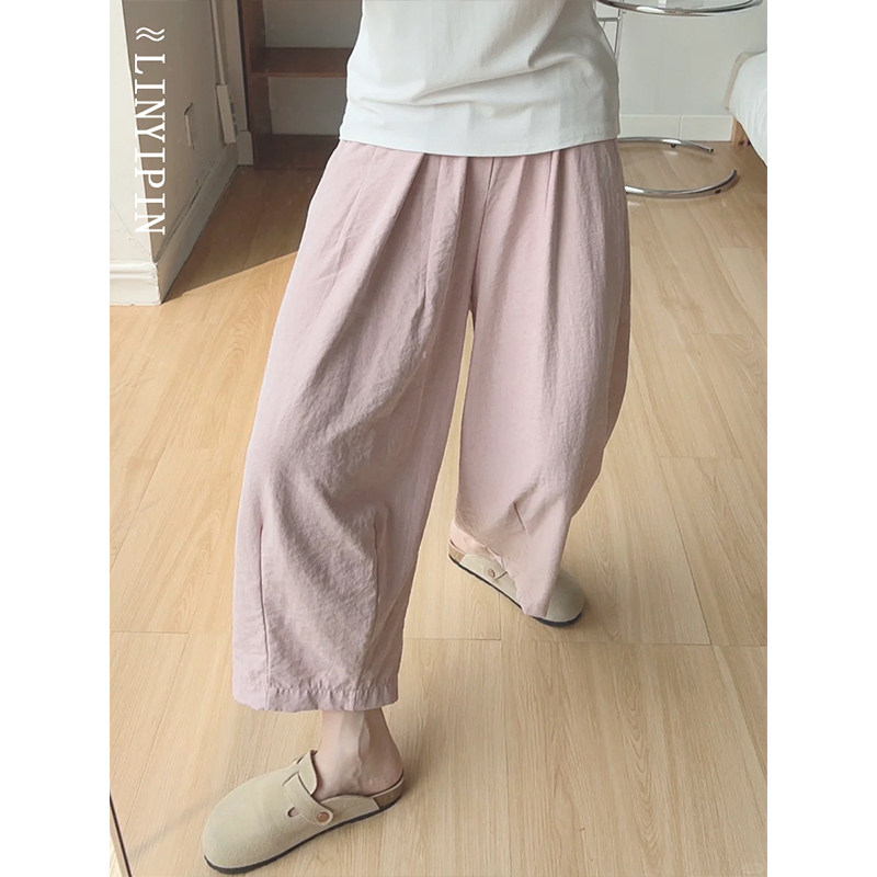 大码粉色阔腿裤女2025新款小个子九分裤夏季薄款冰丝奶芙云朵裤子,女装/女士精品,大码裤装,淘宝优惠券,粉丝福利购,淘宝优惠卷