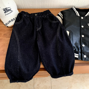 秋装 宽松弯刀牛仔裤 2025新款 休闲直筒裤 中小儿童春秋季 男童牛仔裤