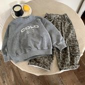 卫衣潮 中小童字母印花圆领卫衣男休闲宽松小领口长袖 2025秋季 新款