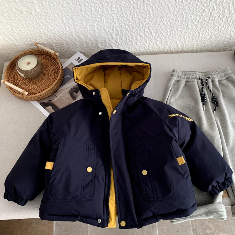 男童2025新款冬季棉服双面穿外套中小童女童冬装羽绒保暖棉衣