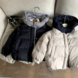 男童羽绒服冬装2025新款儿童防水90绒加厚保暖连帽双面穿外套女童