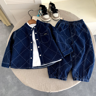 男童春秋装牛仔套装2025新款宝宝春季韩版两件套儿童装酷帅衣服潮