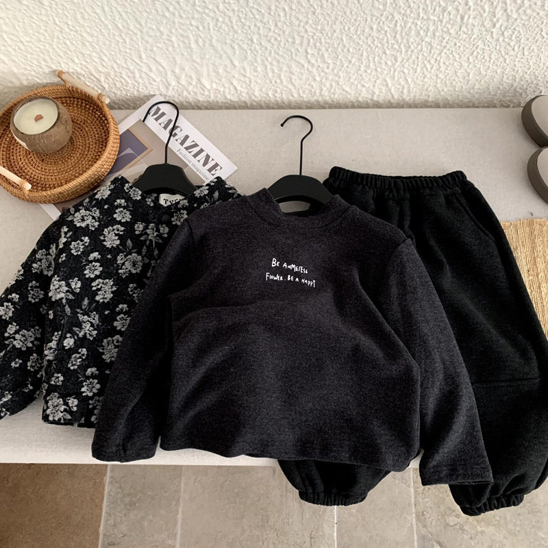 男童秋冬装加厚三件套2025年冬季新款中小童女宝宝韩版加绒卫衣套