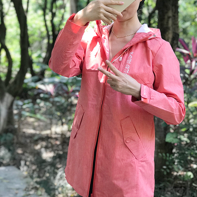 户外冲锋衣中长款单层防风