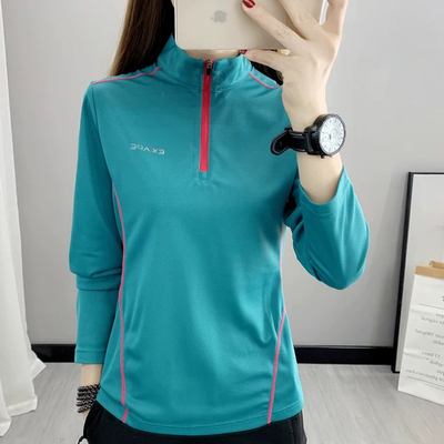 户外速干衣女士立领长袖网眼透气