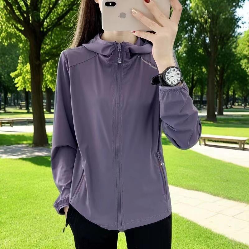 新款冰丝防晒衣女夏薄款透气防紫外线UPF50+宽松运动外套防晒服