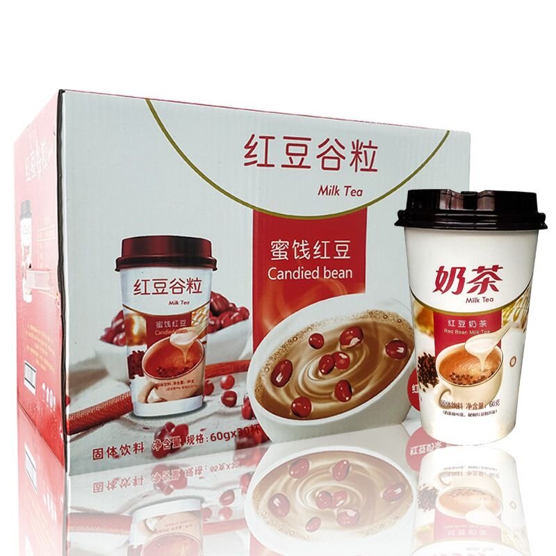 【30杯整箱装】香浓飘飘缘红豆奶茶60g/杯 节日礼盒 营养早餐奶茶