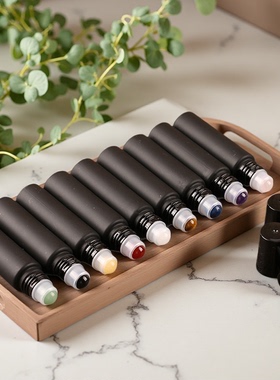 10ml黑色喷漆避光玻璃滚珠瓶香水精油花露水高档便携玉石分装空瓶