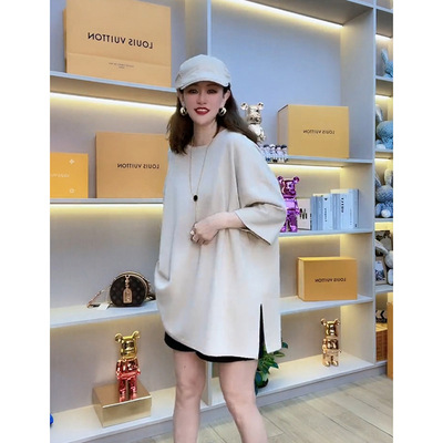 欧货半袖宽松开叉夏季短袖t恤女