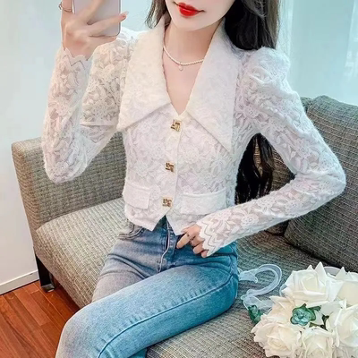 雪纺内搭v领修身显瘦长袖高级感