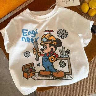 小童中袖 儿童卡通T恤男薄款 2026夏季 新款 T女透气 上衣洋气宝宝短袖