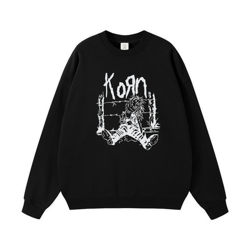 KORN摇滚乐队纯棉圆领连帽卫衣