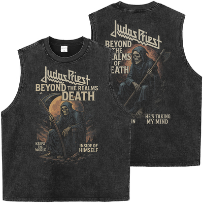 JUDAS PRIEST犹大圣徒乐队复古水洗做旧宽松摇滚无袖T恤坎肩背心