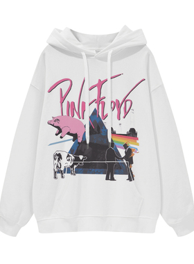 PINK FLOYD平克弗洛伊德摇滚乐队美式男女黑灰色纯棉连帽圆领卫衣