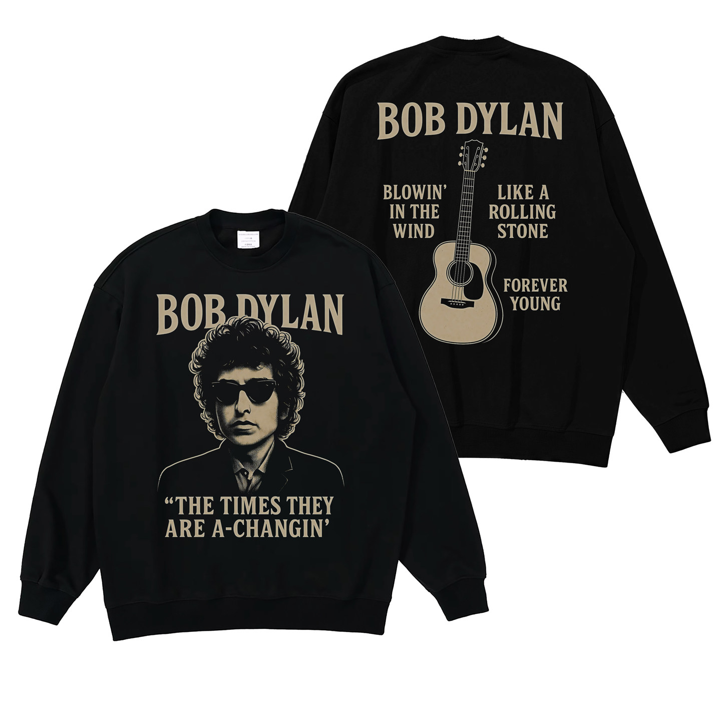 BOB DYLAN鲍勃迪伦摇滚乐队数码直喷复古人像宽松圆领卫衣