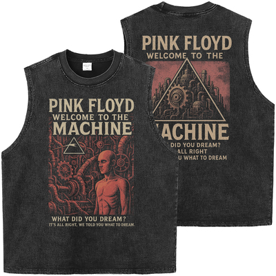 PINK FLOYD乐队重磅美式复古水洗做旧宽松摇滚无袖T恤坎肩背心