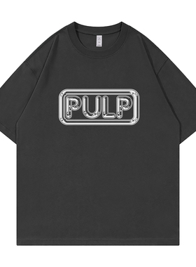 Pulp乐队Britpop简约字母美式休闲落肩宽松纯棉圆领摇滚短袖T恤衫