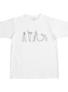 QUEEN皇后摇滚乐队freddie mercury齐柏林飞艇vintage白长短袖T恤