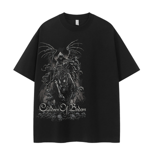 Children of Bodom乐队复古美式街头小众高级暗黑骷髅摇滚短袖T恤