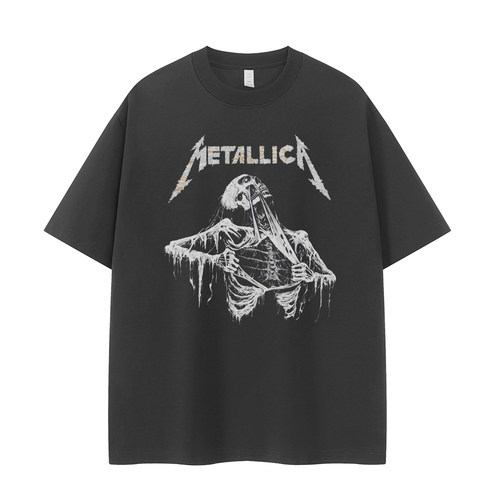 Metallica暗黑骷髅摇滚短袖T恤衫