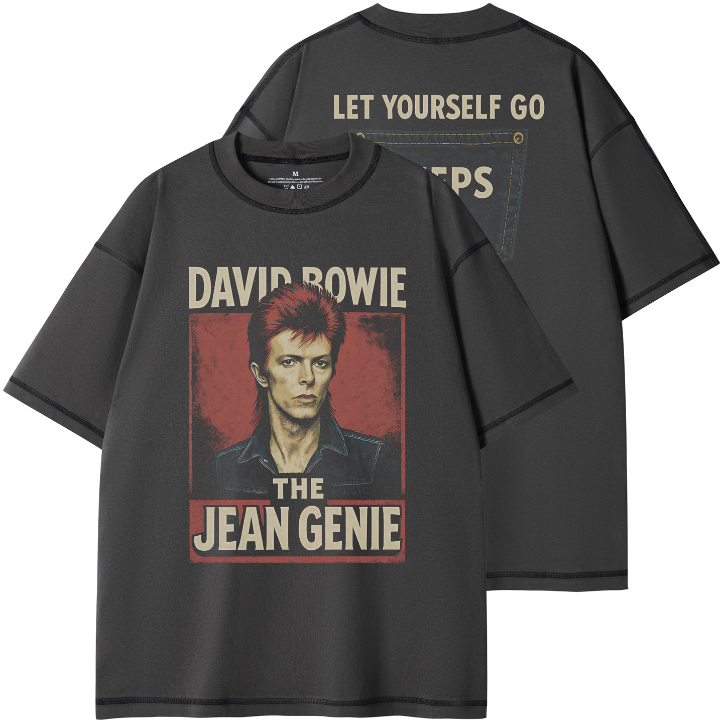 DAVID BOWIE复古美式街头设计感圆领宽松纯棉摇滚乐队短袖T恤图片