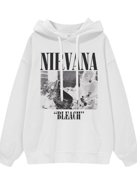 NIRVANA摇滚乐队美式休闲街头ACDC男女纯棉黑色灰色连帽圆领卫衣