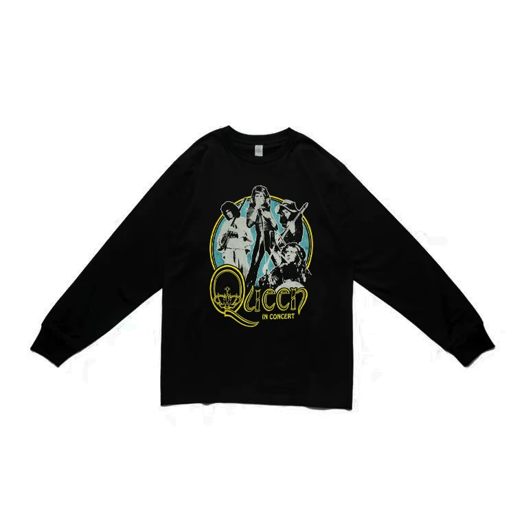 PURE cotton длинная футболка с длинными рукавами уличный хип-хоп пистолет цветок ACDC Nirvana Весна и осень NIRVANA Queen Рок-группа