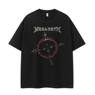 T恤衫 Megadeth麦格帝斯乐队复古美式 街头vtg落肩宽松纯棉摇滚短袖
