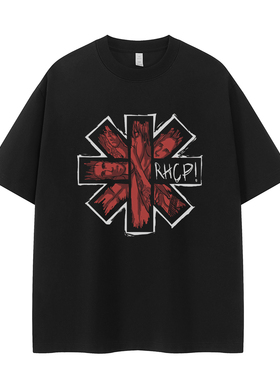 Red Hot Chili Peppers红辣椒乐队落肩宽松纯棉圆领摇滚短袖T恤衫