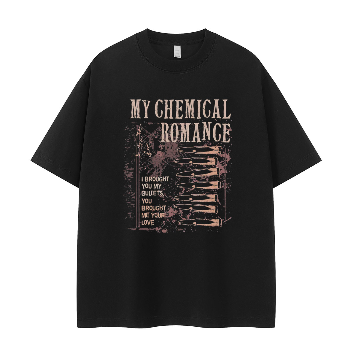 My Chemical Romance乐队复古美式街头小众vtg落肩摇滚短袖T恤衫