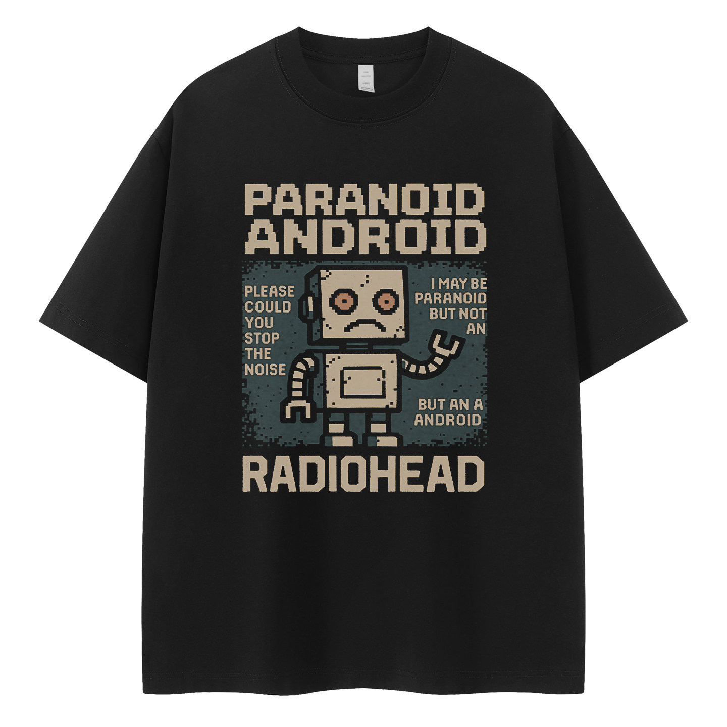Radiohead电台司令乐队复古美式街头落肩宽松纯棉圆领摇滚短袖T恤图片