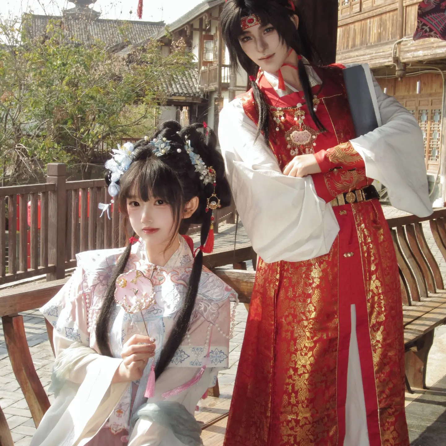 宝玉黛玉cos服红楼梦表演服古风图片
