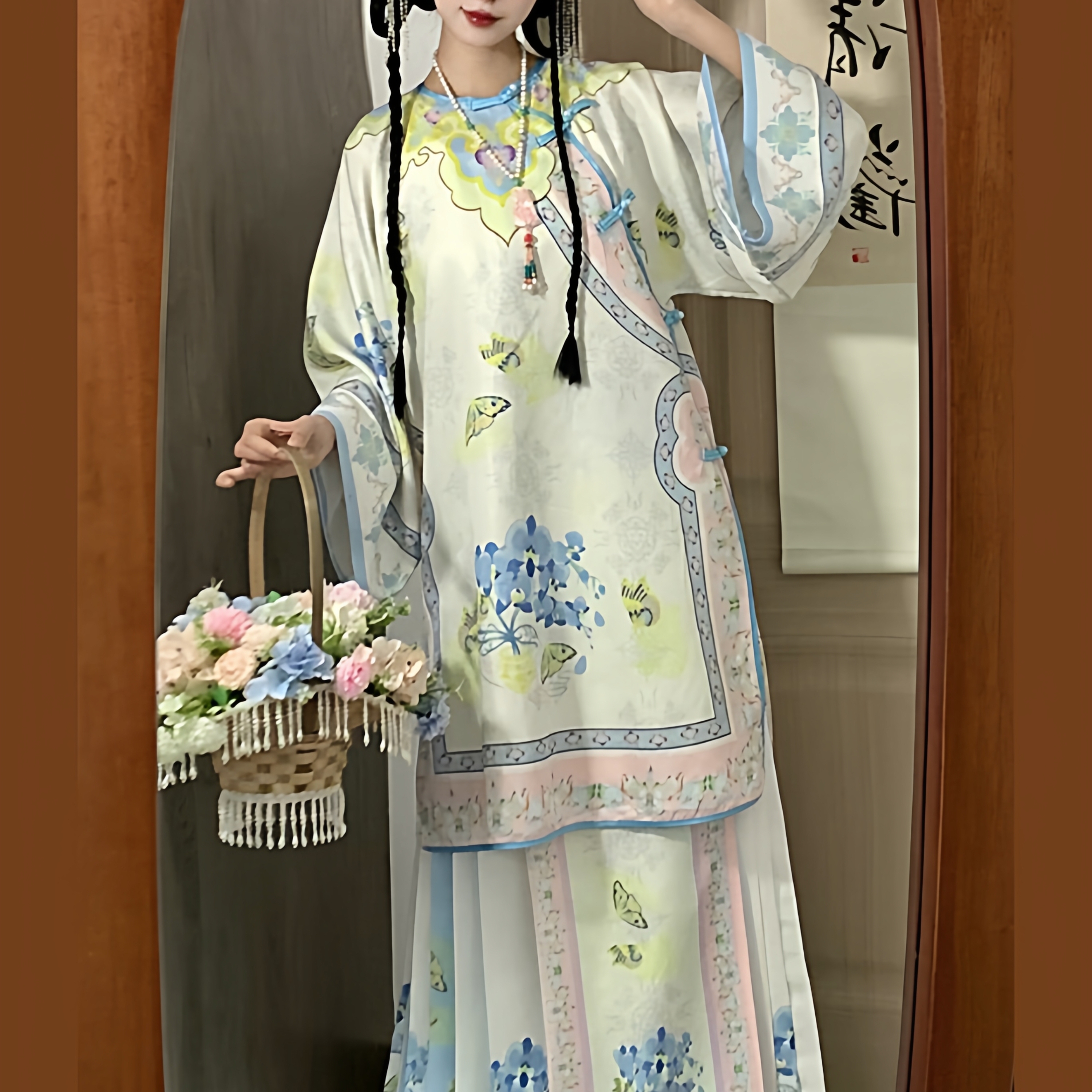 汉服清汉女印花清汉格格马面裙