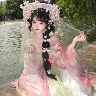 寻古记新款粉色战国袍汉服女绝美超仙气大袖衫日常仙女风旅拍仙侠