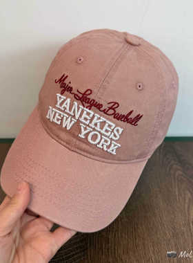 张凌赫同款软顶棒球帽韩版休闲百搭YANEKESNEWYORK字母刺绣鸭舌帽