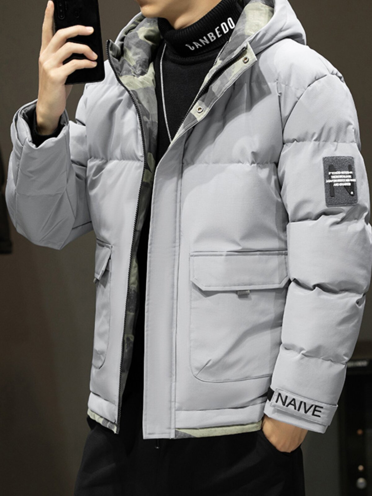 ANTI-SEASONAL COLD-PROOF COTTON JACKET MENS AUTUMN AND WINTER THICKENED COTTON JACKET CASUAL HOODED BREAD DOWN COTTON JACKET WARM JACKET MEN