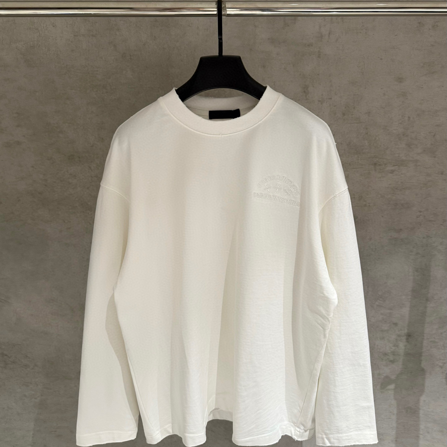 十字架刺绣宽松休闲长袖T恤卫衣