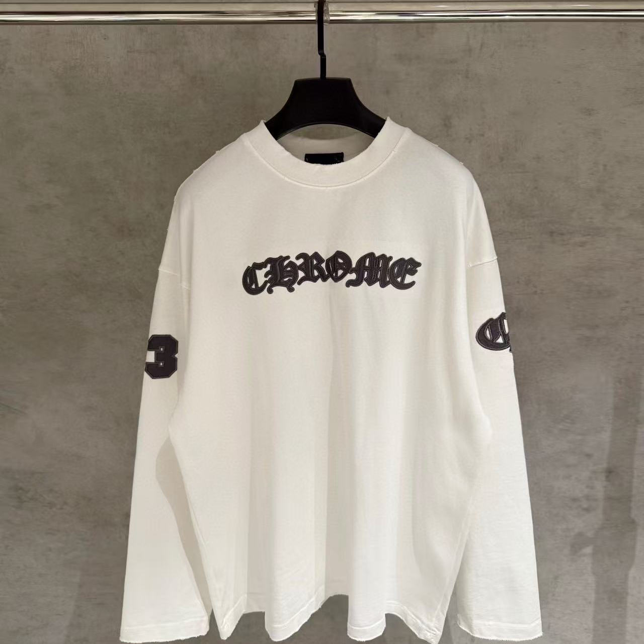 十字架刺绣宽松休闲长袖T恤男女