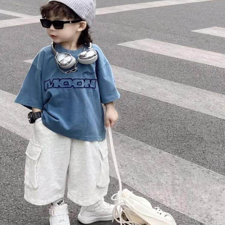 儿童短袖套装2026新款夏季酷帅炸街洋气男童宝宝纯棉中大童两件套图片