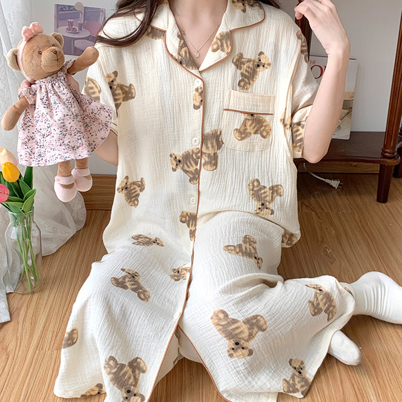 产后衣裙纯棉纱布短袖透气吸汗