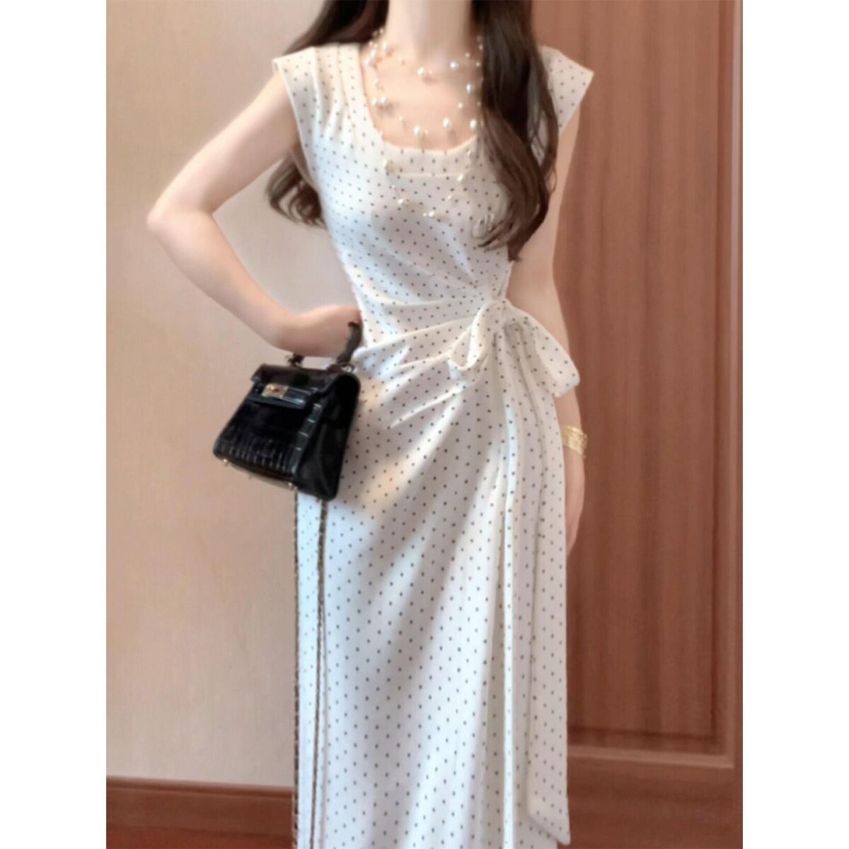 法式绝色波点连衣裙子女