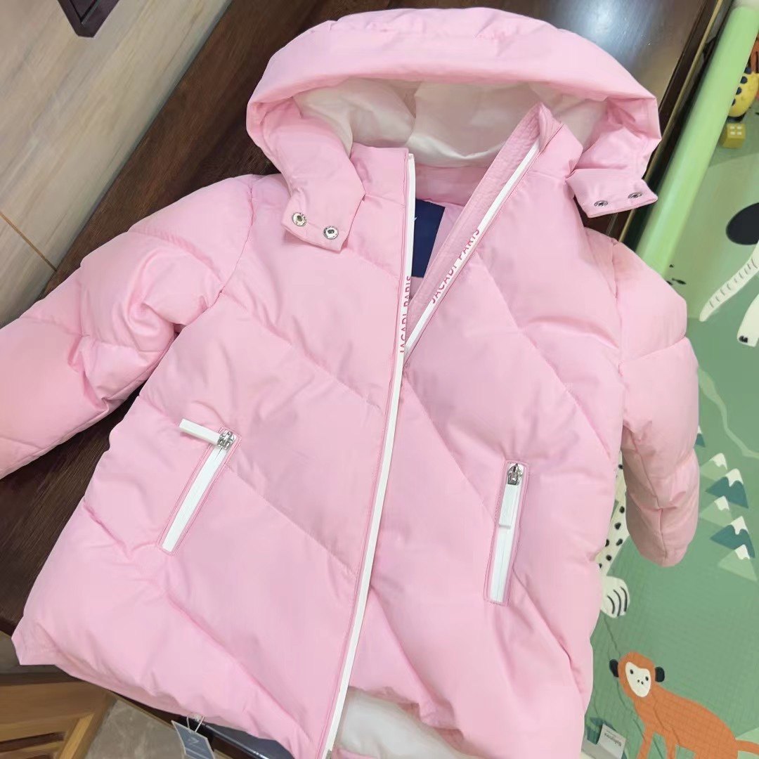 法单童装26新款秋冬季防风保暖羽绒棉夹棉女童长袖连帽棉服外套粉