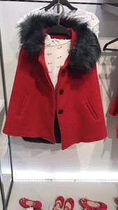 西班牙新款2021春秋圣诞服装秋冬红色斗篷大衣洋气羊毛呢外套披风