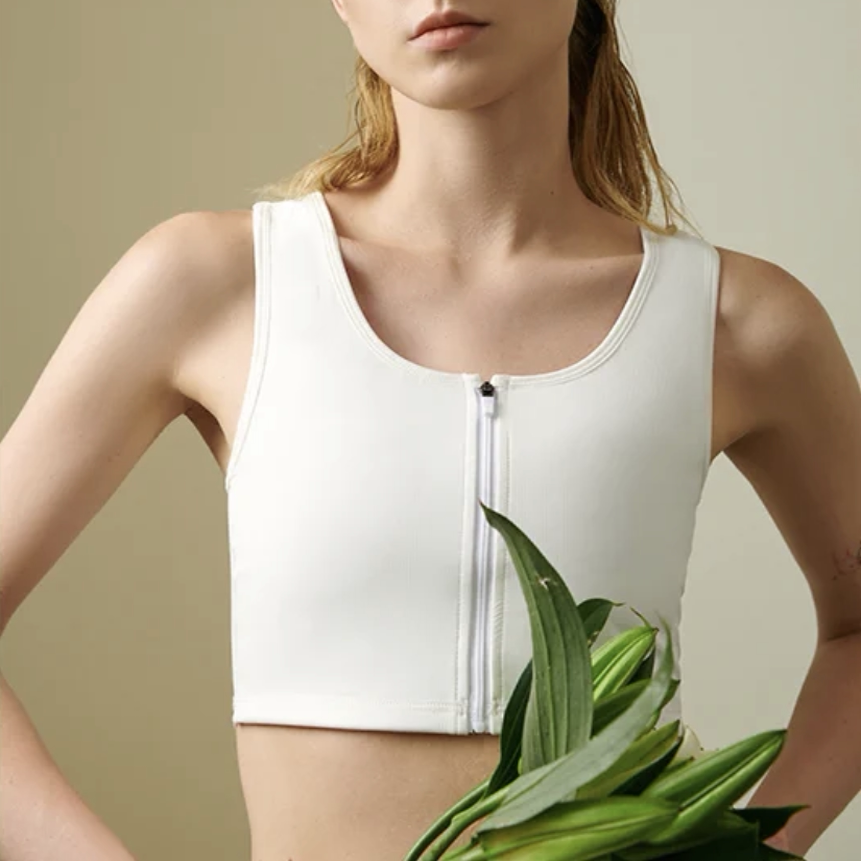 束胸lest裹胸帅t拉链内衣女大胸显小学生缩胸塑胸cos超平短款背心