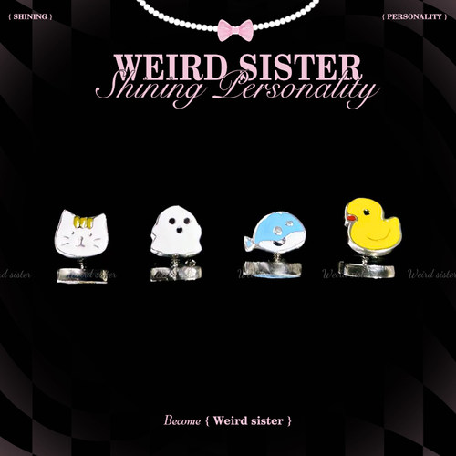WEIRD SISTER可爱卡通钛合金耳钉0.9牙内螺纹耳骨钉免摘防过敏
