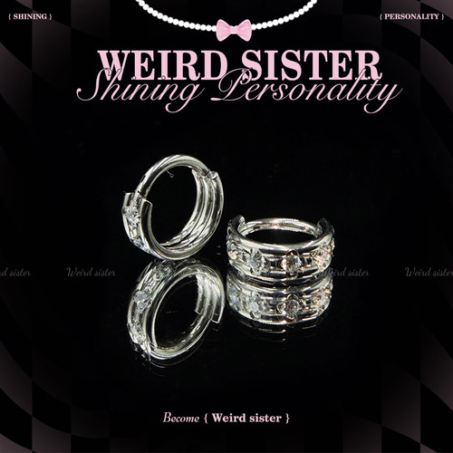 F136钛合金珐琅耳环INS风镂空小花镶钻耳环闭口环女简约个性
